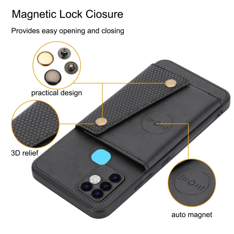 For Infinix Hot 10 Double Buckle PU + TPU Shockproof Magnetic Phone Case