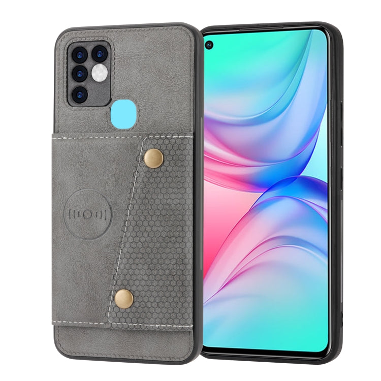 For Infinix Hot 10 Double Buckle PU + TPU Shockproof Magnetic Phone Case