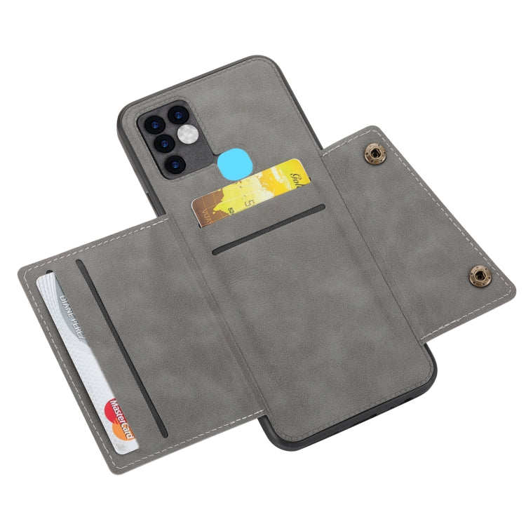 For Infinix Hot 10 Double Buckle PU + TPU Shockproof Magnetic Phone Case