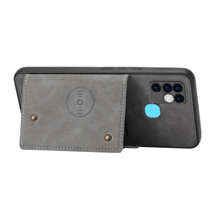 For Infinix Hot 10 Double Buckle PU + TPU Shockproof Magnetic Phone Case