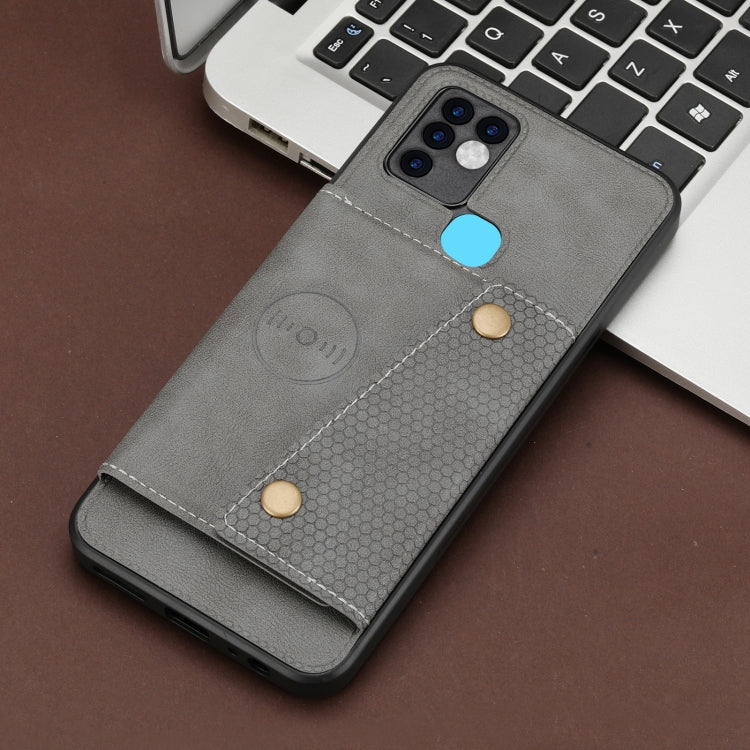 For Infinix Hot 10 Double Buckle PU + TPU Shockproof Magnetic Phone Case