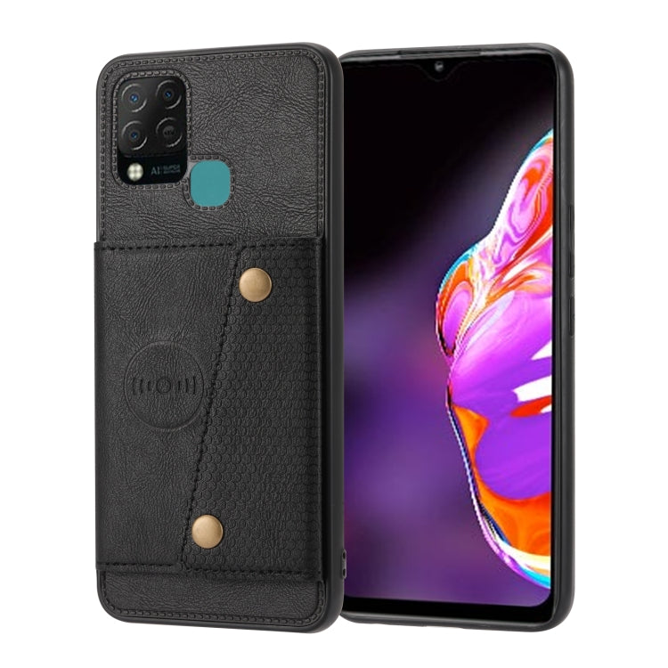 For Infinix Hot 10s Double Buckle PU + TPU Shockproof Magnetic Phone Case