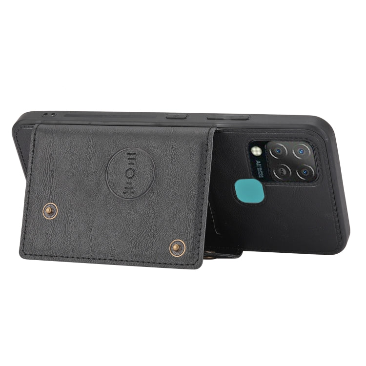 For Infinix Hot 10s Double Buckle PU + TPU Shockproof Magnetic Phone Case