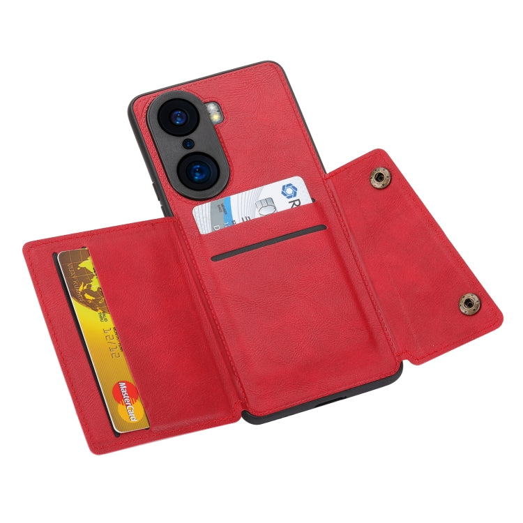 For Honor 60 Double Buckle PU + TPU Shockproof Magnetic Phone Case