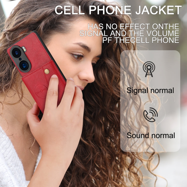 For Honor 60 Double Buckle PU + TPU Shockproof Magnetic Phone Case