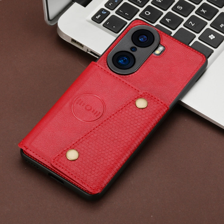 For Honor 60 Double Buckle PU + TPU Shockproof Magnetic Phone Case
