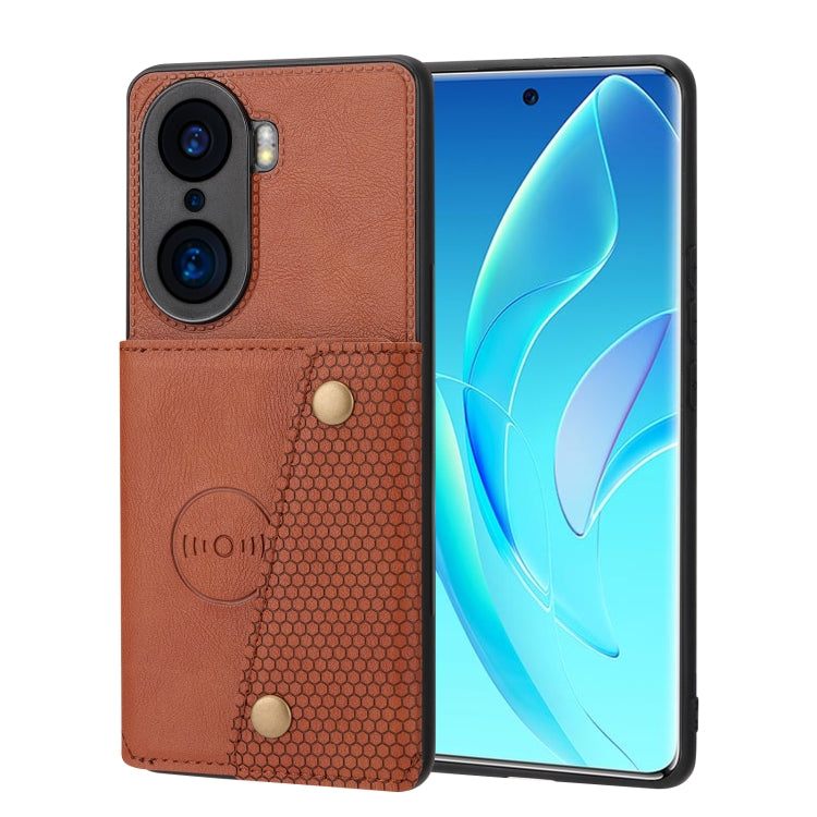 For Honor 60 Double Buckle PU + TPU Shockproof Magnetic Phone Case