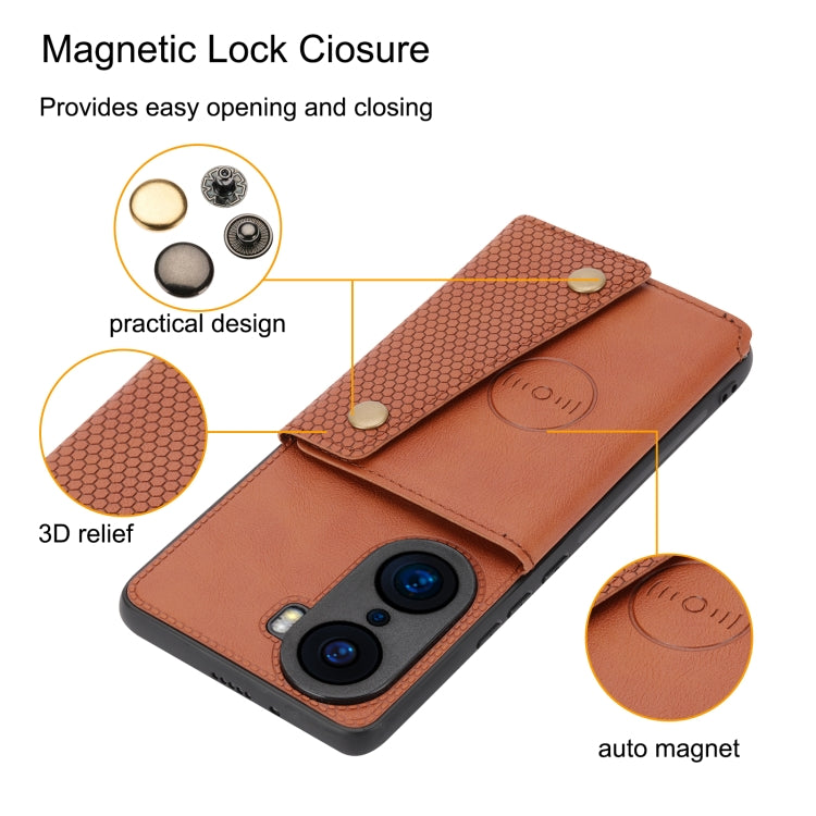 For Honor 60 Double Buckle PU + TPU Shockproof Magnetic Phone Case