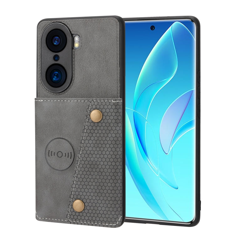 For Honor 60 Double Buckle PU + TPU Shockproof Magnetic Phone Case