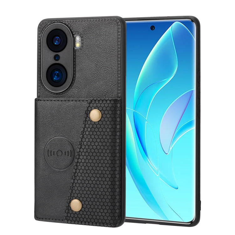 For Honor 60 Double Buckle PU + TPU Shockproof Magnetic Phone Case