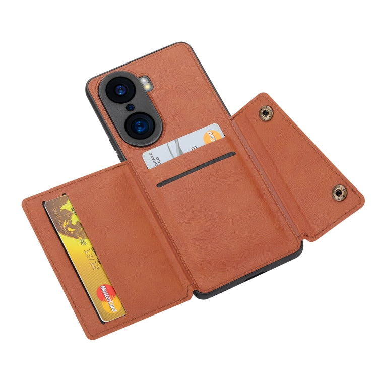 For Honor 60 Pro Double Buckle PU + TPU Shockproof Magnetic Phone Case
