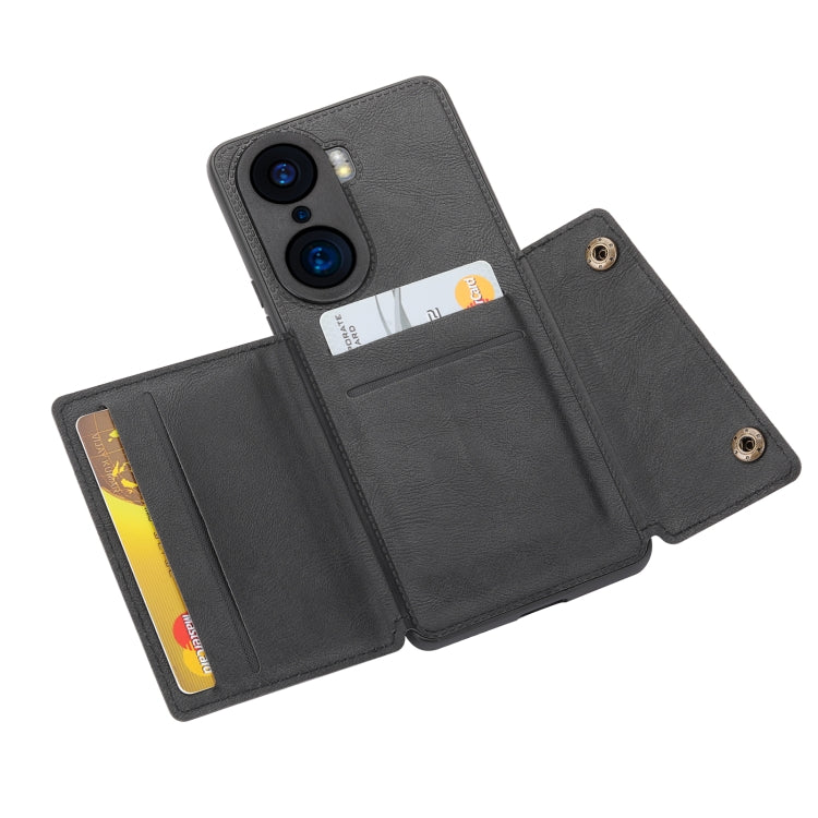 For Honor 60 Pro Double Buckle PU + TPU Shockproof Magnetic Phone Case