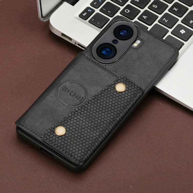 For Honor 60 Pro Double Buckle PU + TPU Shockproof Magnetic Phone Case