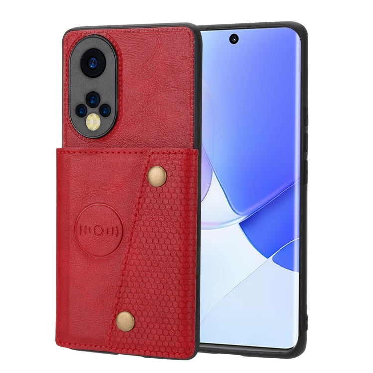 For Huawei Nova 9 Double Buckle PU + TPU Shockproof Magnetic Phone Case