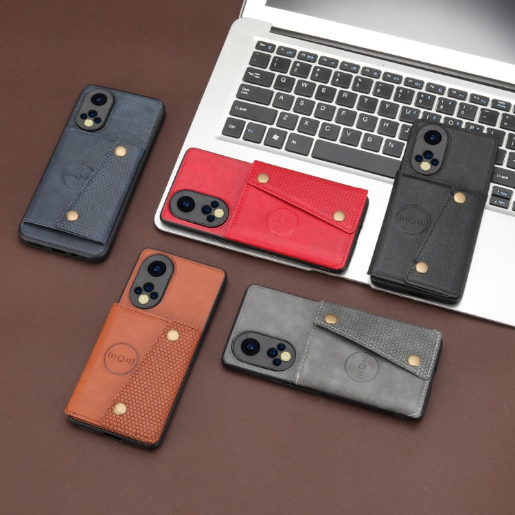 For Huawei Nova 9 Double Buckle PU + TPU Shockproof Magnetic Phone Case