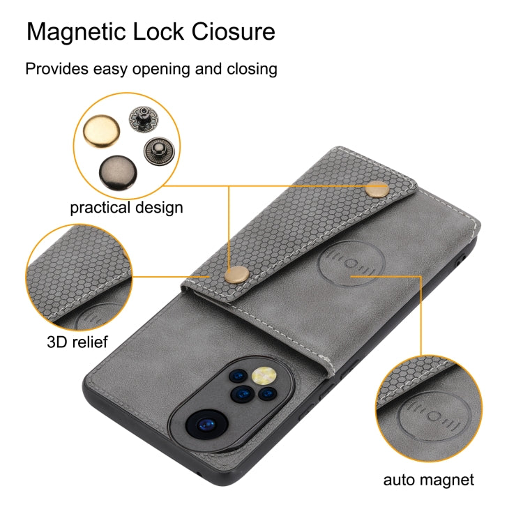 For Huawei Nova 9 Double Buckle PU + TPU Shockproof Magnetic Phone Case