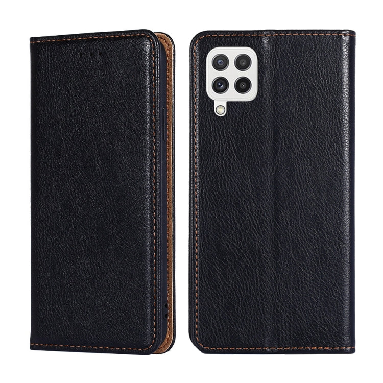 For Samsung Galaxy A22 4G Gloss Oil Solid Color Magnetic Leather Phone Case