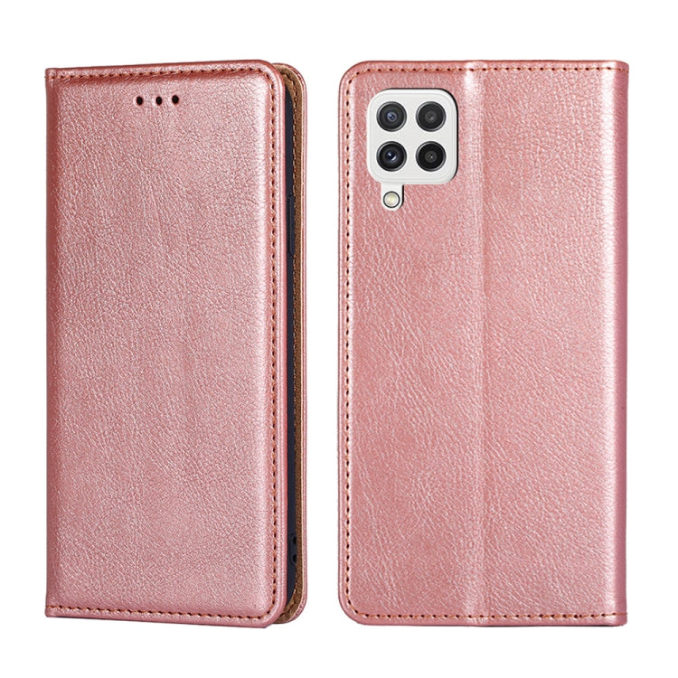 For Samsung Galaxy A22 4G Gloss Oil Solid Color Magnetic Leather Phone Case
