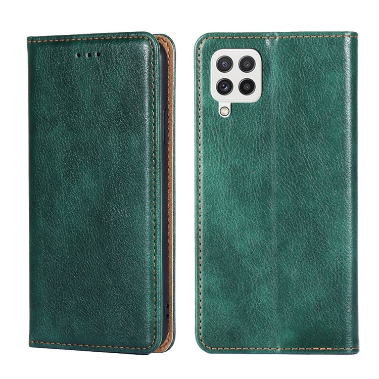 For Samsung Galaxy A22 4G Gloss Oil Solid Color Magnetic Leather Phone Case