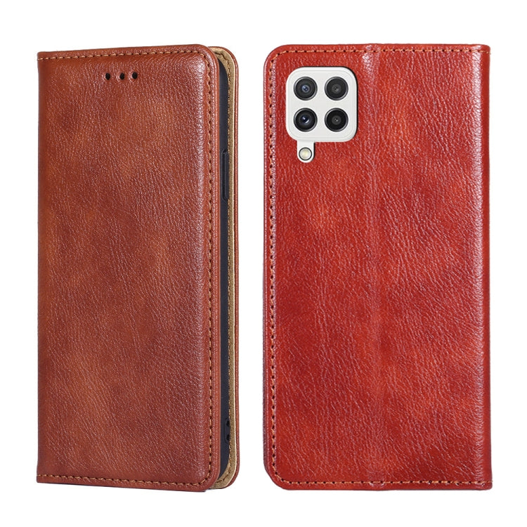 For Samsung Galaxy A22 4G Gloss Oil Solid Color Magnetic Leather Phone Case