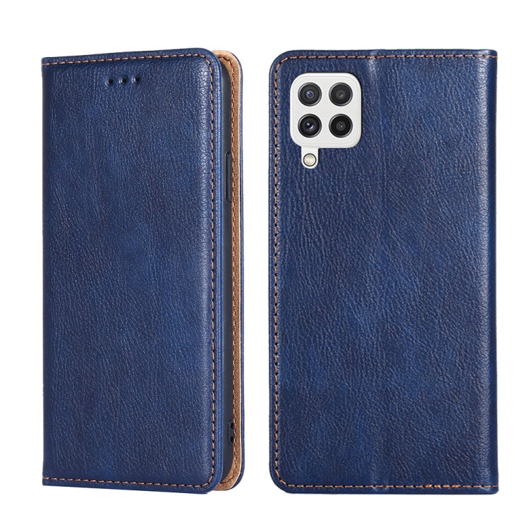 For Samsung Galaxy A22 5G Gloss Oil Solid Color Magnetic Leather Phone Case