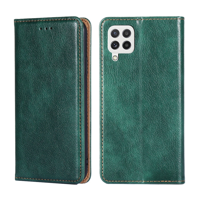 For Samsung Galaxy A22 5G Gloss Oil Solid Color Magnetic Leather Phone Case
