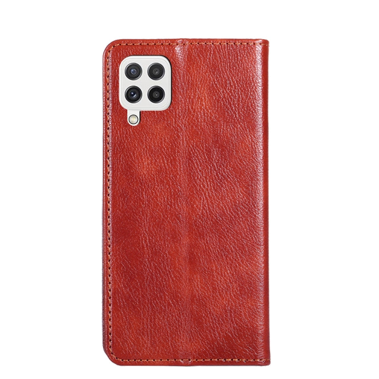 For Samsung Galaxy A22 5G Gloss Oil Solid Color Magnetic Leather Phone Case