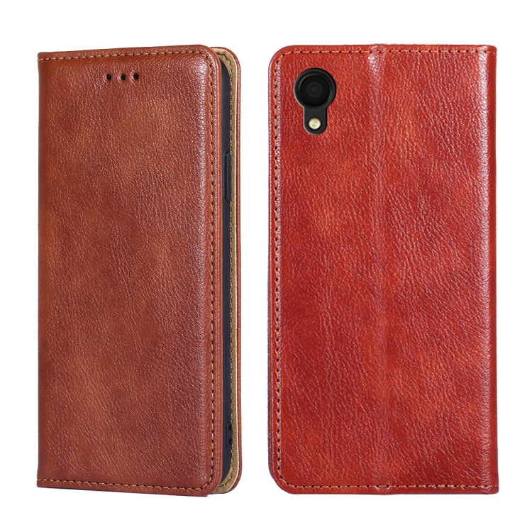 For Samsung Galaxy A22 5G Japan Gloss Oil Solid Color Magnetic Leather Phone Case