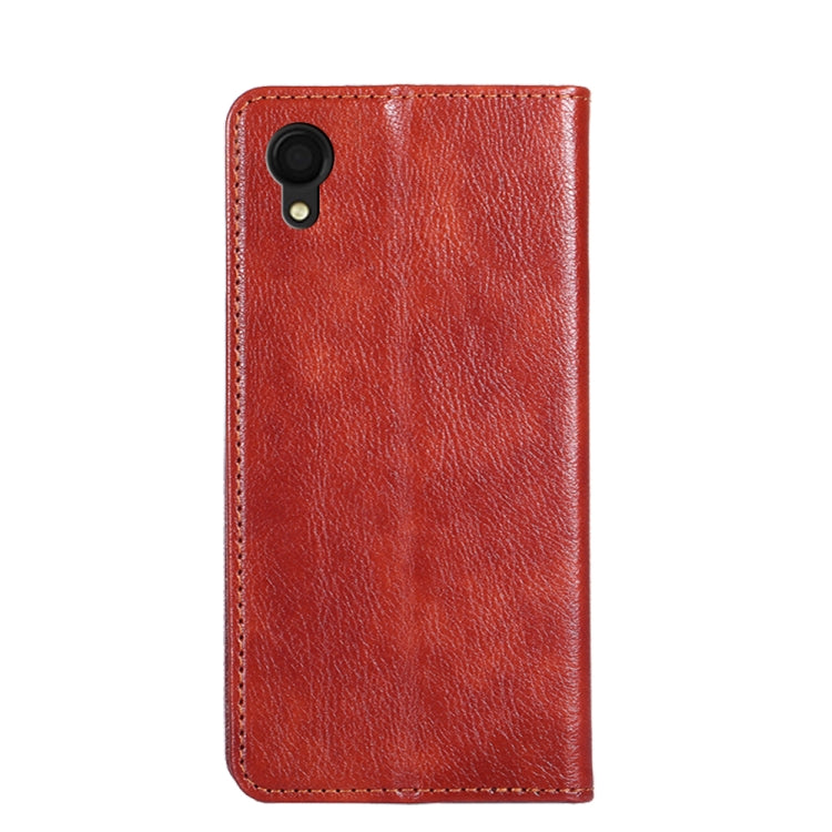 For Samsung Galaxy A22 5G Japan Gloss Oil Solid Color Magnetic Leather Phone Case