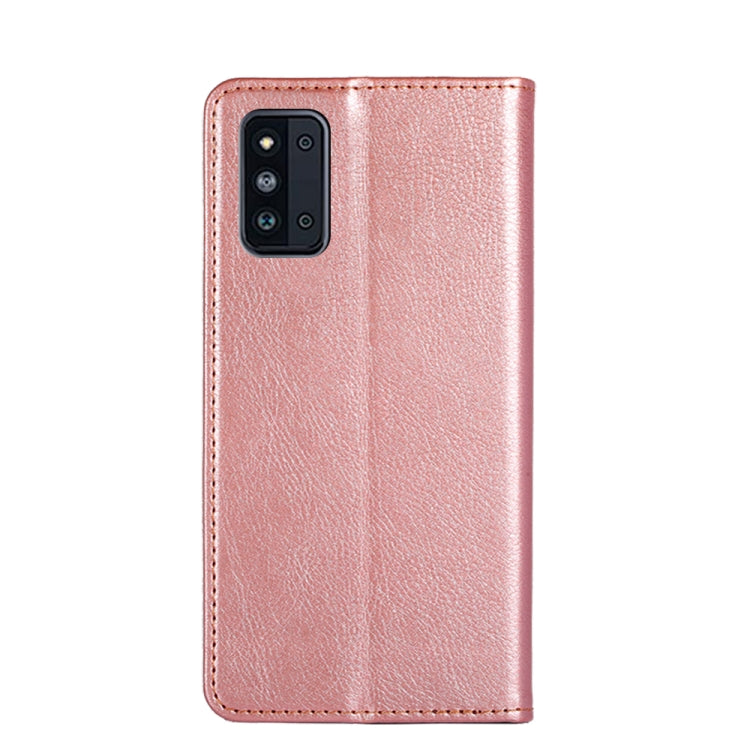 For Samsung Galaxy F52 5G Gloss Oil Solid Color Magnetic Leather Phone Case
