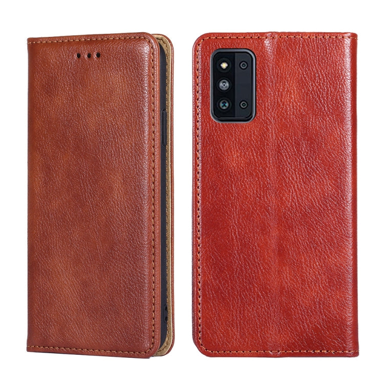 For Samsung Galaxy F52 5G Gloss Oil Solid Color Magnetic Leather Phone Case