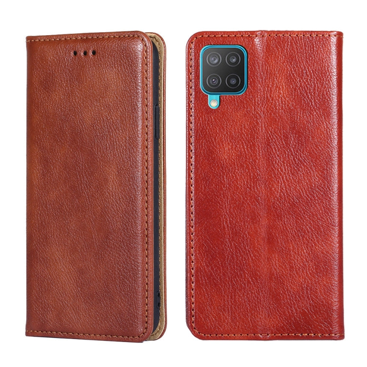 For Samsung Galaxy M12 / F12 Gloss Oil Solid Color Magnetic Leather Phone Case