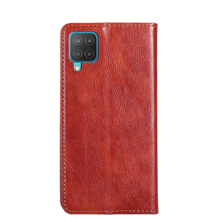 For Samsung Galaxy M12 / F12 Gloss Oil Solid Color Magnetic Leather Phone Case