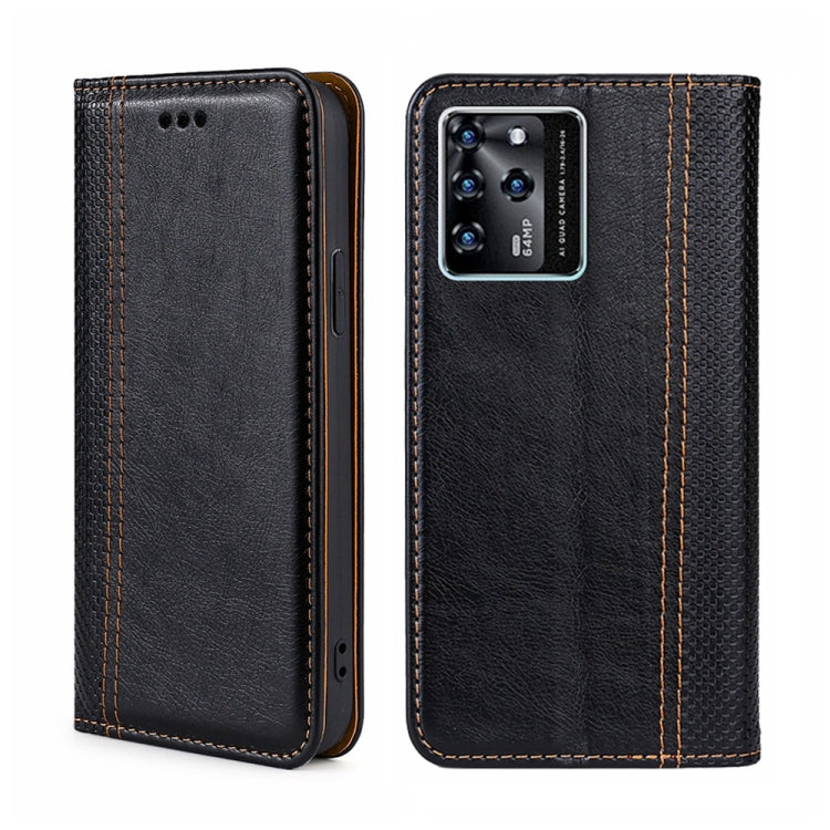 For ZTE Blabe V30 Grid Texture Magnetic Flip Leather Phone Case