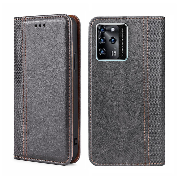 For ZTE Blabe V30 Grid Texture Magnetic Flip Leather Phone Case