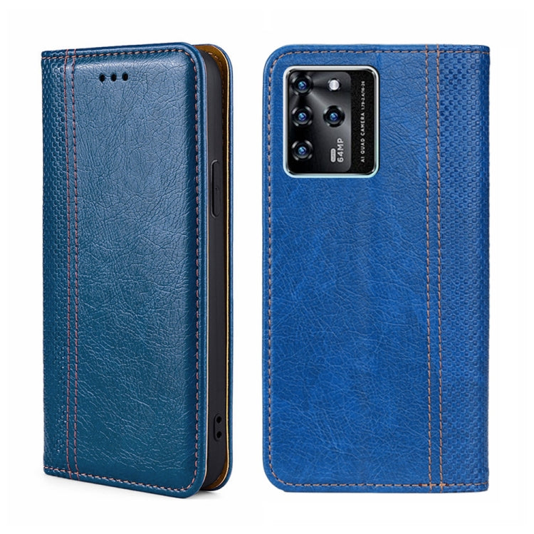 For ZTE Blabe V30 Grid Texture Magnetic Flip Leather Phone Case