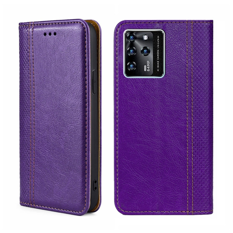 For ZTE Blabe V30 Grid Texture Magnetic Flip Leather Phone Case