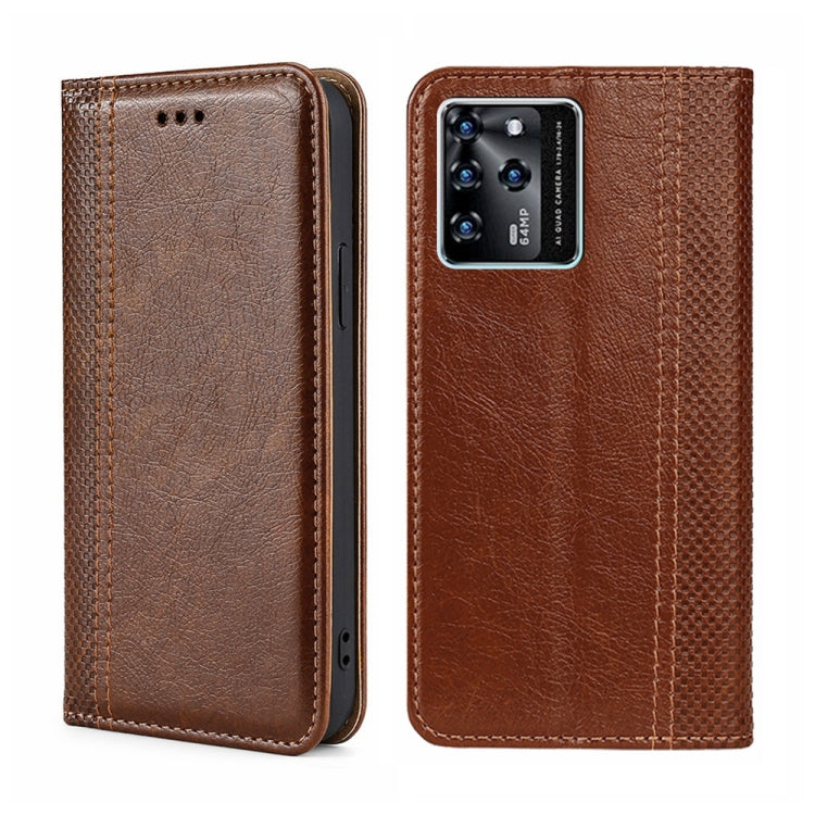 For ZTE Blabe V30 Grid Texture Magnetic Flip Leather Phone Case