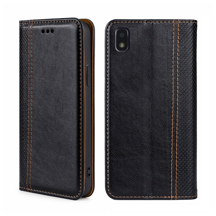 For ZTE Blade L210 Grid Texture Magnetic Flip Leather Phone Case