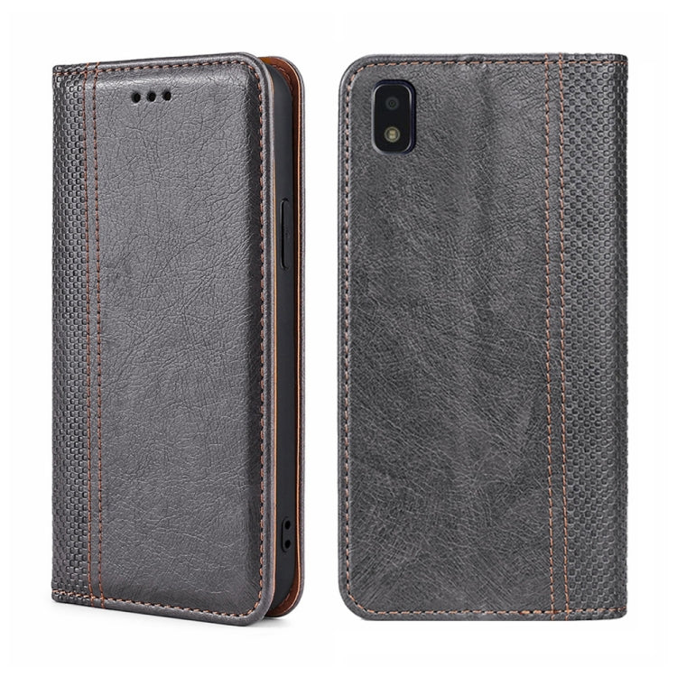 For ZTE Blade L210 Grid Texture Magnetic Flip Leather Phone Case