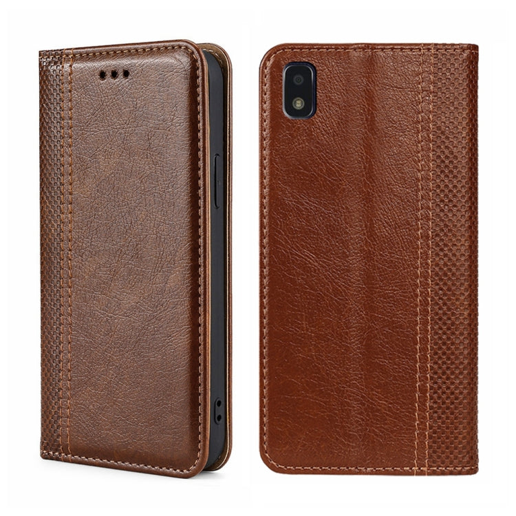 For ZTE Blade L210 Grid Texture Magnetic Flip Leather Phone Case
