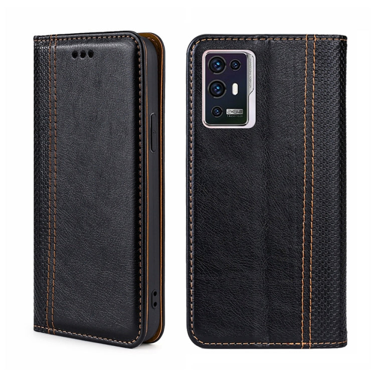 For ZTE Axon 30 Pro 5G Grid Texture Magnetic Flip Leather Phone Case