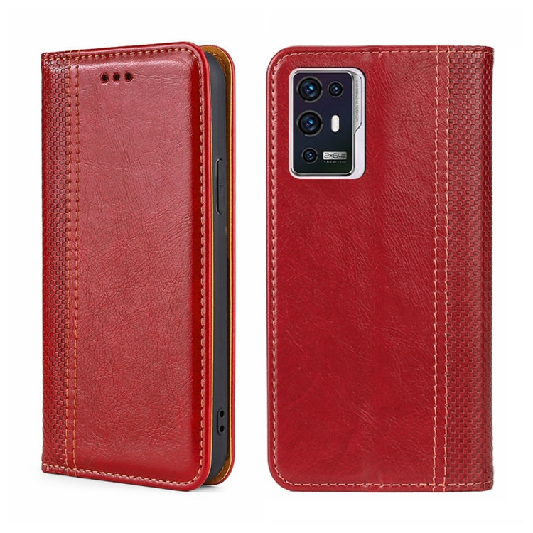For ZTE Axon 30 Pro 5G Grid Texture Magnetic Flip Leather Phone Case