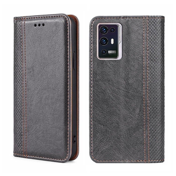 For ZTE Axon 30 Pro 5G Grid Texture Magnetic Flip Leather Phone Case