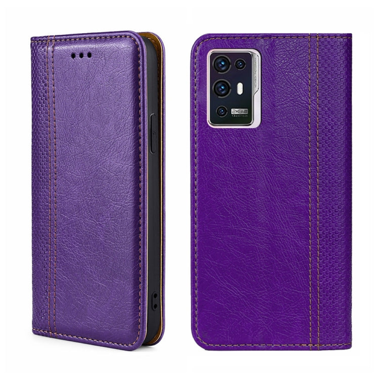For ZTE Axon 30 Pro 5G Grid Texture Magnetic Flip Leather Phone Case