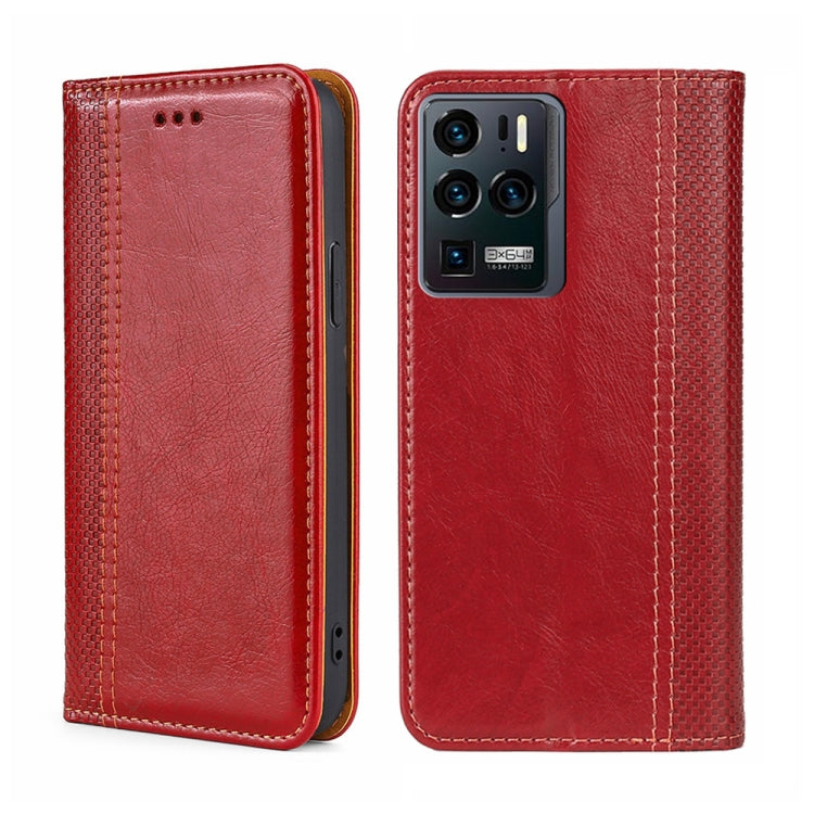 For ZTE Axon 30 Ultra 5G Grid Texture Magnetic Flip Leather Phone Case
