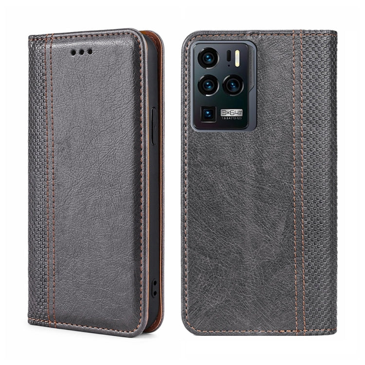 For ZTE Axon 30 Ultra 5G Grid Texture Magnetic Flip Leather Phone Case