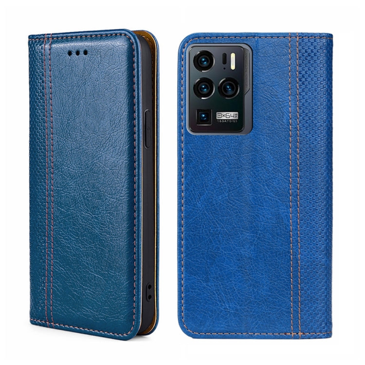 For ZTE Axon 30 Ultra 5G Grid Texture Magnetic Flip Leather Phone Case