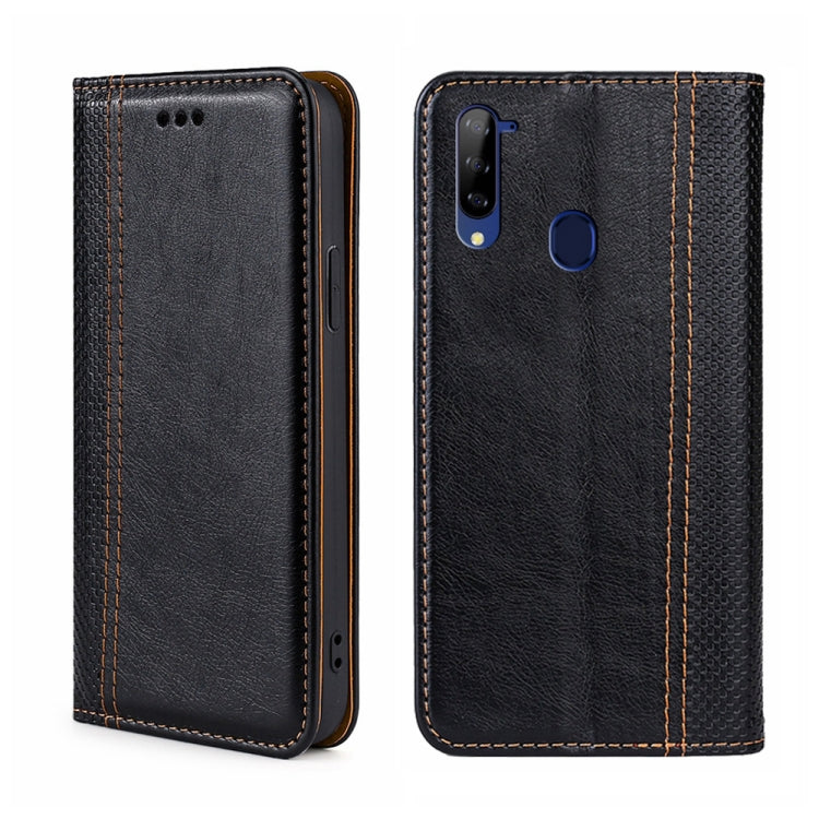 For ZTE Libero 5G Grid Texture Magnetic Flip Leather Phone Case