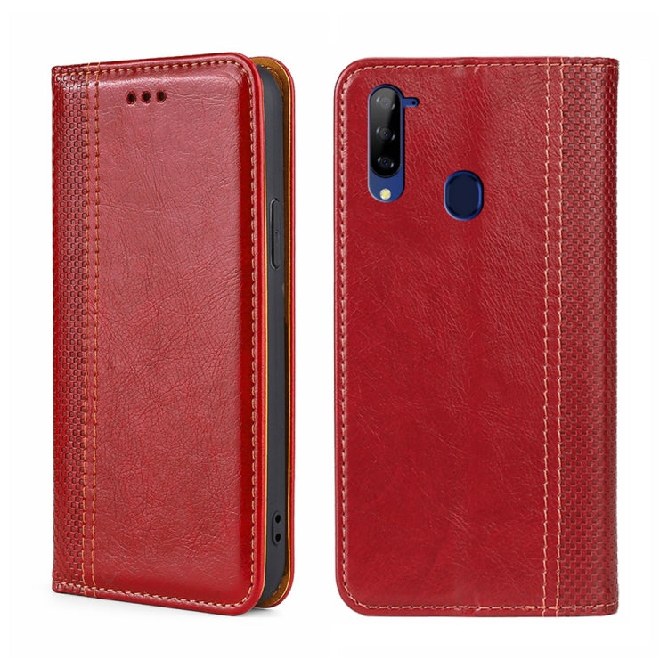 For ZTE Libero 5G Grid Texture Magnetic Flip Leather Phone Case